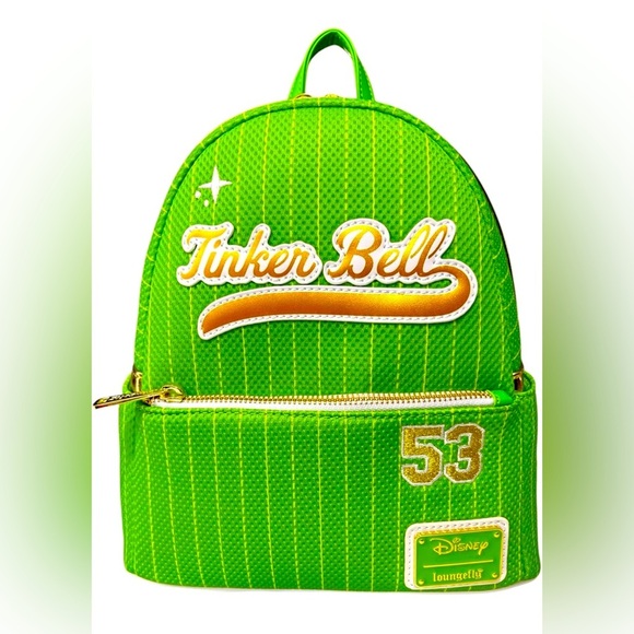 Loungefly Disney Peter Pan Team Tinker Bell Jersey Mini Backpack MWT​